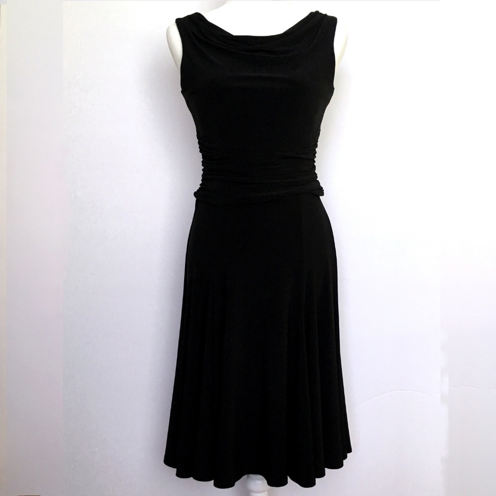 Jones New York Black Cowl Neck Knit Flare Dress - Picture 1 of 7